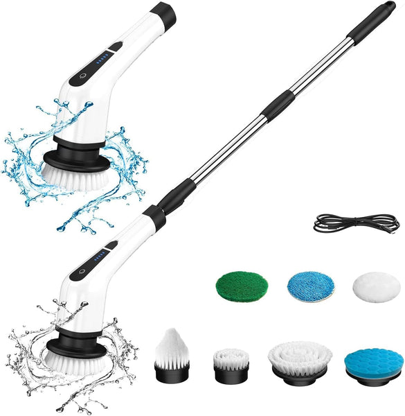 Arabest Electric Spin Scrubber, Electric Bathroom Cleaning Brush, Upgraded Version with 7 Replacement Brush Heads and Extension Handle, Suitable for Cleaning Walls, Floors, bathrooms, Kitchens, Cars