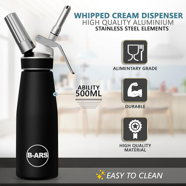 Professional 500ml Whipped Cream Maker Aluminum Siphon Bottle