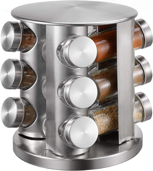 ESOUQ SPICE RACK – JAR ORGANIZER WITH 20 JARS INCLUDED – 360 Degree Turntable Kitchen Spice Holder – INCLUDES 27 SMALL STICKERS AND MARKER - Perfect for Seasoning & Spice Storage