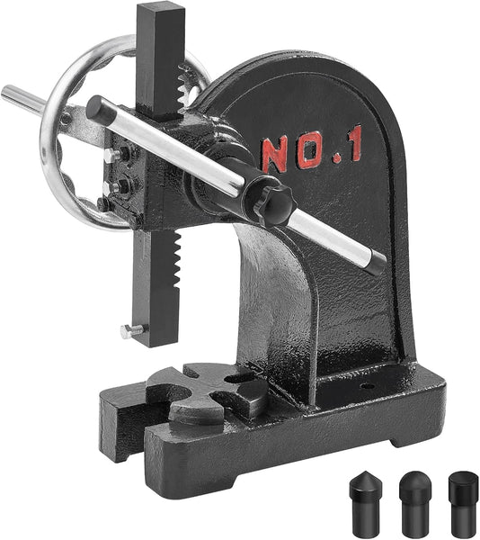 VEVOR Arbor Press, 1 Ton Manual Arbor Press with Handwheel, 5.9" Maximum Height, Cast Iron Heavy-Duty Manual Desktop Arbor Press, Precision Hand Press for Stamping, Bending, Stretching, Forming