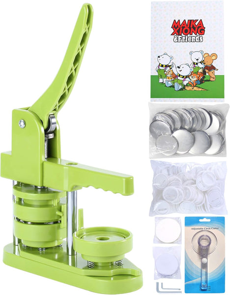 Happizza Button Maker Machine 58mm - (3rd Gen) Installation-Free 58mm(2.25in) DIY Pin Badge Button Maker Press Machine Badge Punch Press with Free 100pcs Button Parts&Pictures&Circle Cutter&Magic Book