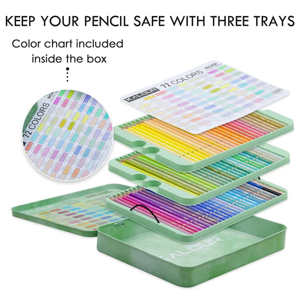 72-Color Colored Pencils for Adult Coloring Books, Soft Core, Artist  Sketching D