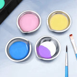 AOOKMIYA 72Pcs Makeup Palette Stainless Steel Small Round Paint Tray Artist Watercolours Paint Mixing Palette Tray For Artist