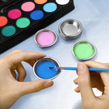 AOOKMIYA 72Pcs Makeup Palette Stainless Steel Small Round Paint Tray Artist Watercolours Paint Mixing Palette Tray For Artist