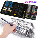 72pcs Cor Esboço Lápis Set Desenho Pintura Esboço Kit Aquarela Metálico Óleo Lápis Artista Iniciante Estudante Art Supplies