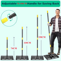 74CM-150CM Adjustable Handle Lawn Leveling Rake with Smooth Eadge Heavy Duty Lawn Leveling Tool for Yard Garden Soil Sand