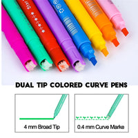 8 pçs dupla ponta curva highlighter caneta conjunto marcador canetas coloridas curva canetas para material de jornal scrapbook planejador arte design