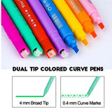 8 pçs dupla ponta curva highlighter caneta conjunto marcador canetas coloridas curva canetas para material de jornal scrapbook planejador arte design