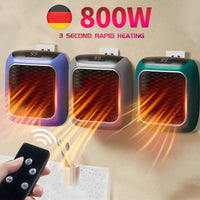 800W Mini Heater for Home Small Bathroom Heating Fans Wall Mounted PTC Ceramic Electric Heater Hot Air Blower Remote Control