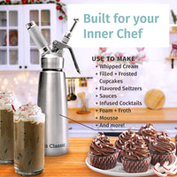 Whipped Cream Dispenser Stainless Steel - Professional Cream Whipper - Large 500ml