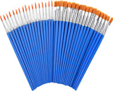 60 Pcs Paint Brushes,Round Flat Small Brush Bulk for Detail Painting