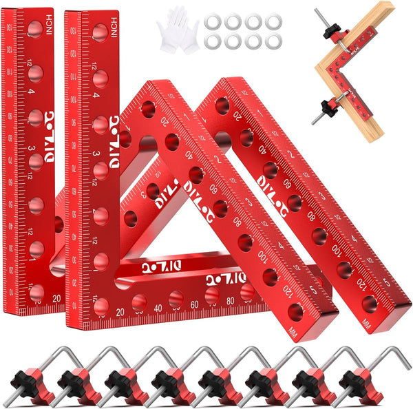 DIYLOG Corner Clamp for Woodworking, 90 Degree Clamp, Corner Clamp, Right Angle Clamp Woodworking Tools 4 Pack 5.5"*5.5" Aluminum Positioning, Wood Working Tools and Equipment, Clamping Squares