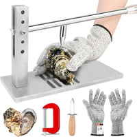 Oyster Shucker Machine Oyster Opener Tool Kit with 5 Adjustable Height, Stainless Steel Oyster Clam Opener Machine Set Including Oyster Shucking Knife, Glove & G-Clip for Hotel Buffet and Home