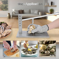 Oyster Shucker Machine Oyster Opener Tool Kit with 5 Adjustable Height, Stainless Steel Oyster Clam Opener Machine Set Including Oyster Shucking Knife, Glove & G-Clip for Hotel Buffet and Home