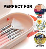 HIMI Paint Brushes Set 8 Pcs for Acrylic Oil Gouache Paint，2 Flat & 2 Round & 2 Liner &1 Filbret &1 Fan, 8pcs Brushs, Interesting Designed Nice Gift for Art hobbyist Beginners Artists (Pink,8Pcs)