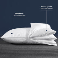 Adjustable Layer Pillow for Sleeping,Premium Goose Feather Pillow with 100% Cotton Zipper Cover,Queen Size