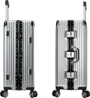 Cabin Pro Light Weight Aluminum Frame Fashion Trolley Luggage Polycarbonate Hard Case Carry on Suitcase with 4 Quite 360° Double Spinner wheels, CP001 (Carry-On 20-Inch, Silver)