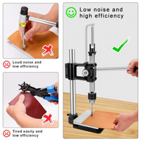 Leather Press Leather Hole Puncher Upgraded Hand Punching Machine for DIY Leather Craft Punching Holes Cutting, Forming Pressing,Install Rivets and Snap Buttons(with Aluminum Plate and 16pcs Tools)