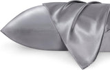 Bedsure Satin Pillow Cases 2 Pack Queen - Grey Satin Pillowcase for Hair and Skin - Similar to Silk Pillow Cases with Envelope Closure