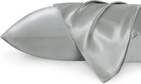 Bedsure Satin Pillow Cases 2 Pack Queen - Grey Satin Pillowcase for Hair and Skin - Similar to Silk Pillow Cases with Envelope Closure