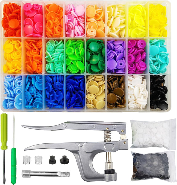 460 Sets T5 Plastic Snaps with Snap Pliers, 24-Colors 12mm Snap Buttons for Sewing, Snap Fasteners kit for Sewing, Clothing, Crafting