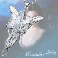 AOOKMIYA 925 Sterling Sliver Wedding Jewelry Lord Princess Arwen Evenstar Pendant Necklaces for Women Arwen Crystal