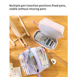 ANGOO 4 Partitions Pencil Bag Pen Case Dual Side Open Easy Handle Storage Pouch For Stationery School Student