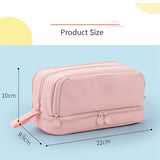 ANGOO 4 Partitions Pencil Bag Pen Case Dual Side Open Easy Handle Storage Pouch For Stationery School Student