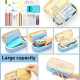 ANGOO Big Capacity Pencil Case Office College School High Capacity Bag Pouch Holder Box Organizer (Light Blue)