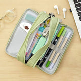 ANGOO Large Capacity Pencil Case 3 Compartment Pouch Pen Bag for School Teen Girl Boy Men Women (Black)