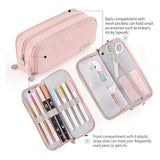 ANGOO Pencil Case 3 Compartment Pouch Pen Bag For School Teen Girl Boy Men Women