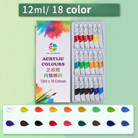 Acrylic Paint 12/18/24/36 Colors 12ml Tube Acrylic Paint Set, Paint for Clothing, Painting, Rich Pigments for Artists Painting