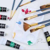 Acrylic Paint Set 12ml 24 Rich Paint Colors with 11 Brushes for Fabrics Painting Clothing Pigments Art Supplies  Artist Painting