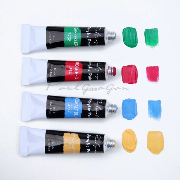 Acrylic Paint,Set of 24 Colors, 12ml/22ml/Tube, Acrylic Paint Set, Paint  for Fabric, Rich Pigments for Artists Kids