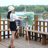 AOOKMIYA Adjustable Artist Easel Stand Solid Beech Wood Portable Collapsible Telescopic Tripod Easel Painting Drawing Canvas Sketchbook