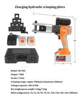 Alicadores de crimpagem hidráulicos elétricos, Copper Aluminum Terminal Crimping Tool, Recarregável