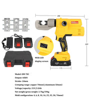 Alicadores de crimpagem hidráulicos elétricos, Copper Aluminum Terminal Crimping Tool, Recarregável