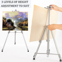 AOOKMIYA Aluminium Easel Tripod Display Stand for Painting & Sketch,Telescopic Height Adjustable Installation-Free Art Supplies Tools