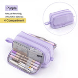 Angoo 4 Partitions Large Pencil Case Pen Bag School Student Pencil Cases Cosmetic Bag Stationery Organizer Office Supply