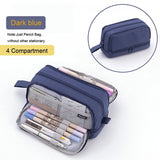 Angoo 4 Partitions Large Pencil Case Pen Bag School Student Pencil Cases Cosmetic Bag Stationery Organizer Office Supply