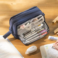 Angoo 4 Partitions Large Pencil Case Pen Bag School Student Pencil Cases Cosmetic Bag Stationery Organizer Office Supply