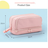 Angoo 4 Partitions Pencil Bag Pen Case Dual Side Open Easy Handle Storage Pouch for Stationery School Student A7121