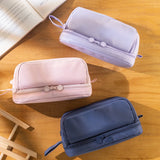 Angoo 4 Partitions Pencil Bag Pen Case Large Capacity Easy Handle Storage Pouch for Stationery School Student F7121