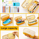 Angoo [C-Block] Classic Pocket Pen Pencil Case, Fold Canvas Stationery Storage Bag Organizer for Cosmetic Travel Student A6449