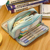 Angoo Cute Pencil Case Canvas for Girls Macaron Pencil Box Multilayer School Pouch Kawaii Pensil Case Pen Bag Storage Stationery