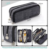 Angoo Dual Side Open Pen Case Pencil Bag 3 Compartments Multi Color Grid Dots Pocket Storage Pouch Stationery School A6899