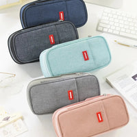 Angoo Kawaii Pencil Case Macaron Color Canvas Cute Big Pencil Pouch Pen Box Storage Bag Student School Supplies Stationery