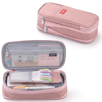 Angoo Kawaii Pencil Case Macaron Color Canvas Cute Big Pencil Pouch Pen Box Storage Bag Student School Supplies Stationery