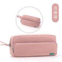 Angoo Korea Cute Pencil Case Macaron Double Storage Canvas Portable Pencil Box for Girls Estuche Escolar Kawaii School Supplies