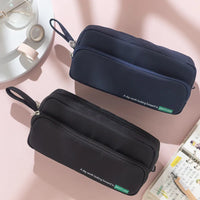 Angoo Korea Cute Pencil Case Macaron Double Storage Canvas Portable Pencil Box for Girls Estuche Escolar Kawaii School Supplies